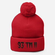 Load image into Gallery viewer, 93 TM 11 Pom-Pom Beanie ( Black Letters & Red Outline )