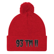 Load image into Gallery viewer, 93 TM 11 Pom-Pom Beanie ( Black Letters & Grey Outline )