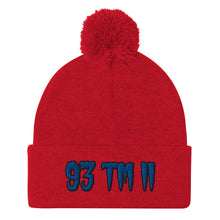 Load image into Gallery viewer, 93 TM 11 Pom-Pom Beanie ( Blue Letters & Black Outline )