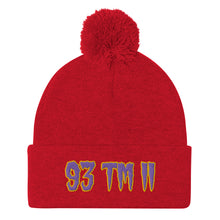 Load image into Gallery viewer, 93 TM 11 Pom-Pom Beanie ( Purple Letters & Gold Outline )