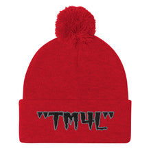 Load image into Gallery viewer, TM4L Pom-Pom Beanie ( Black Letters & Grey Outline )