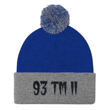Load image into Gallery viewer, 93 TM 11 Pom-Pom Beanie ( Black Letters & Grey Outline )