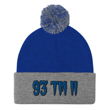 Load image into Gallery viewer, 93 TM 11 Pom-Pom Beanie ( Blue Letters & Black Outline )