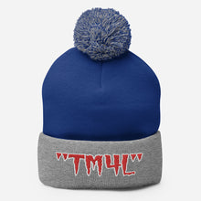 Load image into Gallery viewer, TM4L Pom-Pom Beanie ( Red Letters & White Outline )