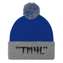 Load image into Gallery viewer, TM4L Pom-Pom Beanie ( Black Letters & Grey Outline )