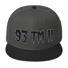Load image into Gallery viewer, 93 TM 11 Snapback Hat ( Black Letters & Grey Outline )