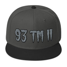 Load image into Gallery viewer, 93 TM 11 Snapback Hat ( Grey Letters & Black Outline )