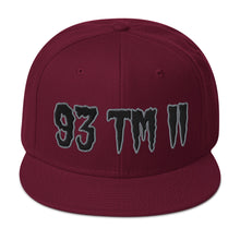 Load image into Gallery viewer, 93 TM 11 Snapback Hat ( Black Letters & Grey Outline )