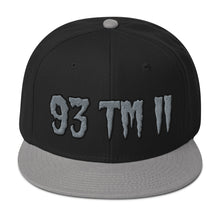Load image into Gallery viewer, 93 TM 11 Snapback Hat ( Grey Letters & Black Outline )