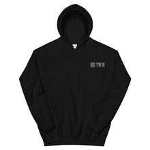 Load image into Gallery viewer, Small 93 TM 11 Hoodie ( Purple Letters & Green Outline )