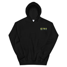 Load image into Gallery viewer, Small 93 TM 11 Hoodie ( Yellow Letters & Powder Blue Outline )