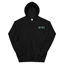 Load image into Gallery viewer, Small 93 TM 11 Hoodie ( Powder Blue Letters & Yellow Outline )