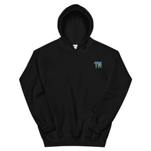 Load image into Gallery viewer, TM Hoodie ( Powder Blue Letters & Yellow Outline )