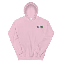 Load image into Gallery viewer, Small 93 TM 11 Hoodie ( Green Letters & Blue Outline )