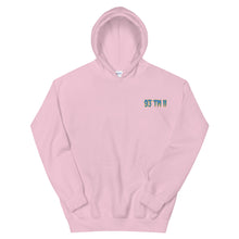 Load image into Gallery viewer, Small 93 TM 11 Hoodie ( Powder Blue Letters & Yellow Outline )
