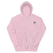 Load image into Gallery viewer, TM Hoodie ( Powder Blue Letters & Yellow Outline )