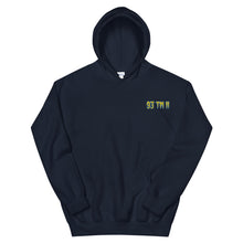 Load image into Gallery viewer, Small 93 TM 11 Hoodie ( Yellow Letters & Powder Blue Outline )