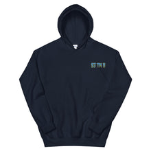 Load image into Gallery viewer, Small 93 TM 11 Hoodie ( Powder Blue Letters & Yellow Outline )