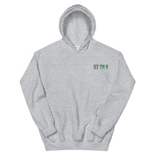 Load image into Gallery viewer, Small 93 TM 11 Hoodie ( Powder Blue Letters & Yellow Outline )