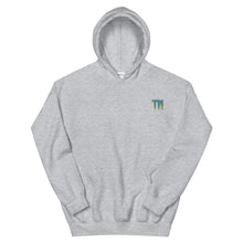 Load image into Gallery viewer, TM Hoodie ( Powder Blue Letters & Yellow Outline )