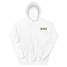 Load image into Gallery viewer, Small 93 TM 11 Hoodie ( Yellow Letters & Blue Outline )