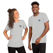 Load image into Gallery viewer, TM Short-Sleeve T-Shirt ( Grey Letters & Blue Outline )