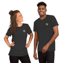 Load image into Gallery viewer, TM Short-Sleeve T-Shirt ( Grey Letters & Gold Outline )