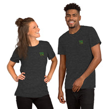 Load image into Gallery viewer, TM Short-Sleeve T-Shirt ( Green Letters & Gold Outline )