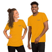 Load image into Gallery viewer, TM4L Short-Sleeve T-Shirt ( Yellow Letters & Purple Outline )