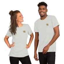 Load image into Gallery viewer, TM Short-Sleeve T-Shirt ( Yellow Letters & Purple Outline )