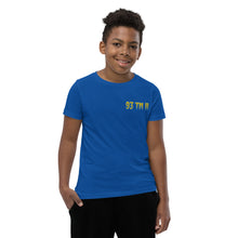 Load image into Gallery viewer, 93 TM 11 Youth Short Sleeve T-Shirt ( Yellow Letters & Powder Blue Outline )