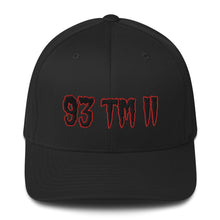 Load image into Gallery viewer, 93 TM 11 Fitted Hat ( Black Letters &amp; Red Outline )
