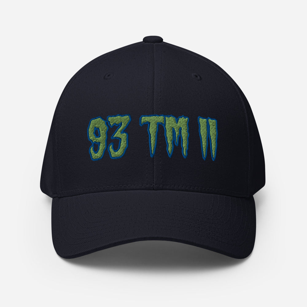 93 TM 11 Fitted Hat ( Green Letters & Blue Outline )
