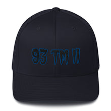 Load image into Gallery viewer, 93 TM 11 Fitted Hat ( Black Letters &amp; Blue Outline )
