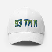 Load image into Gallery viewer, 93 TM 11 Fitted Hat ( Green Letters &amp; Blue Outline )

