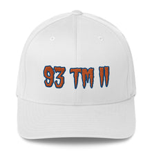 Load image into Gallery viewer, 93 TM 11 Fitted Hat ( Orange Letters &amp; Blue Outline )
