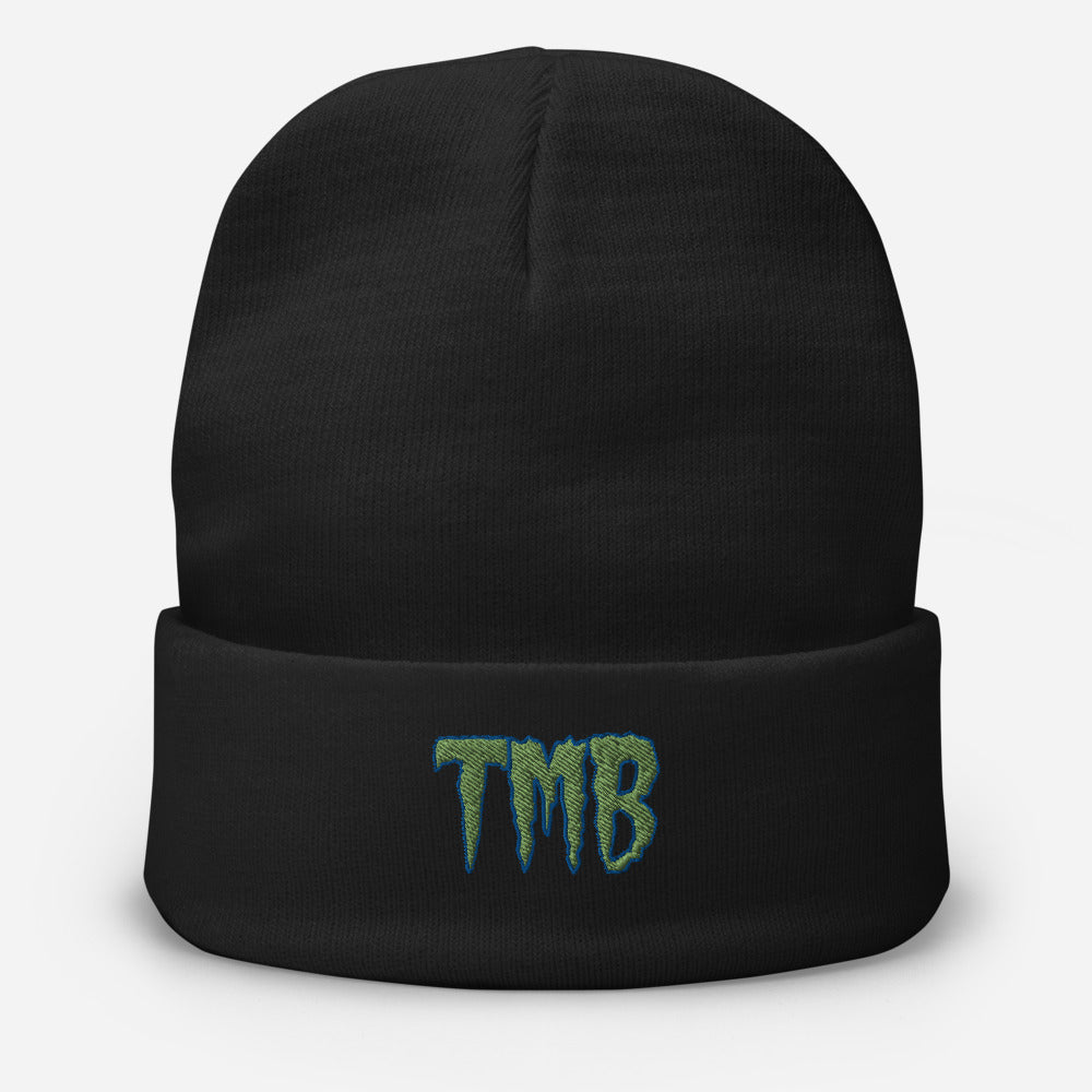 TMB Beanie ( Green Letters & Blue Outline )