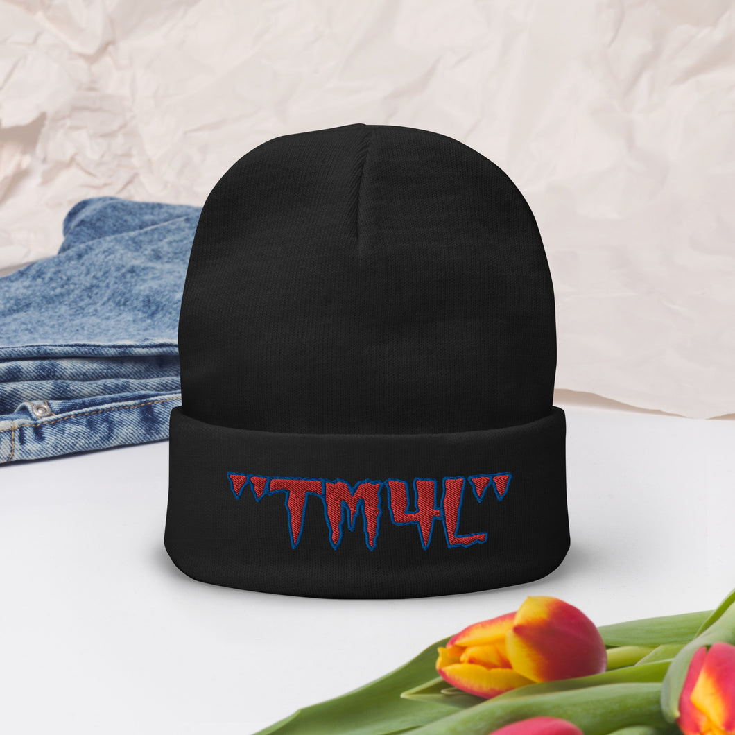 TM4L Beanie ON SALE ( Red Letters & Royal Blue Outline )