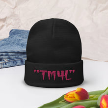 Load image into Gallery viewer, TM4L Beanie ON SALE ( Flamingo Pink Letters &amp; Black Outline )
