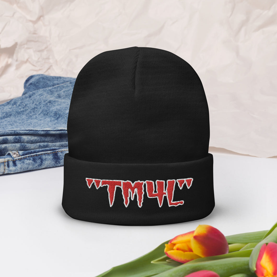 TM4L Beanie ON SALE ( Red Letters & White Outline )