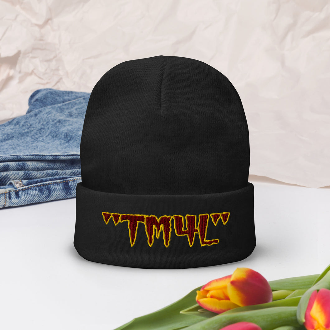 TM4L Beanie ON SALE ( Maroon Letters & Gold Outline )