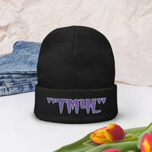 Load image into Gallery viewer, TM4L Beanie ON SALE ( Purple Letters &amp; Grey Outline )
