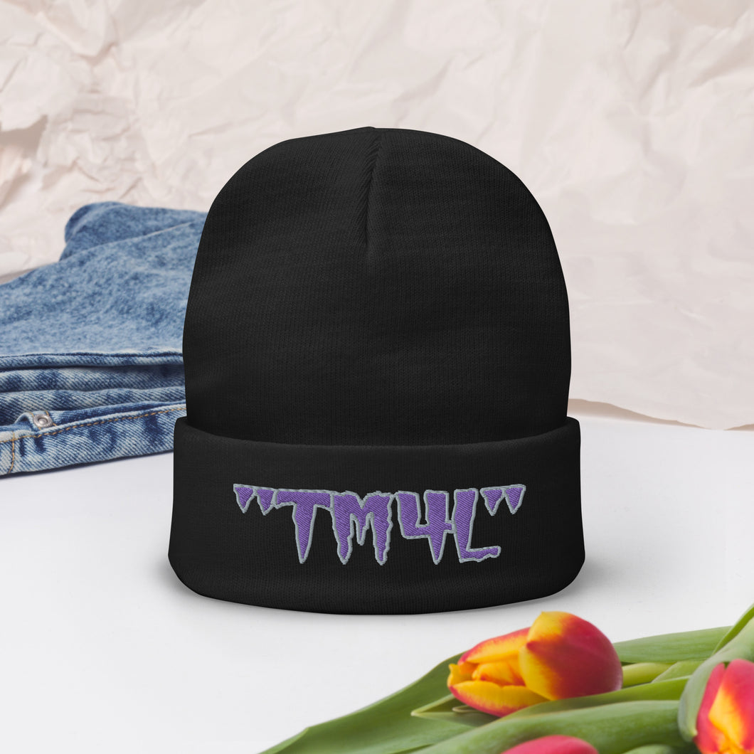 TM4L Beanie ON SALE ( Purple Letters & Grey Outline )