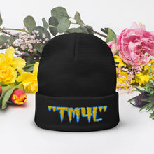 Load image into Gallery viewer, TM4L Beanie ON SALE ( Gold Letters &amp; Powder Blue Outline )
