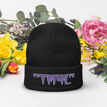 Load image into Gallery viewer, TM4L Beanie ON SALE ( Purple Letters &amp; Grey Outline )
