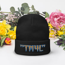 Load image into Gallery viewer, TM4L Beanie ON SALE ( Old Gold Letters &amp; Powder Blue Outline )
