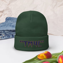 Load image into Gallery viewer, TM4L Beanie ON SALE ( Navy Blue Letters &amp; Old Gold Outline )
