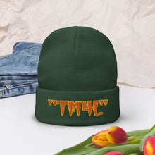 Load image into Gallery viewer, TM4L Beanie ON SALE ( Orange Letters &amp; Gold Outline )
