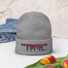 Load image into Gallery viewer, TM4L Beanie ON SALE ( Red Letters &amp; Royal Blue Outline )
