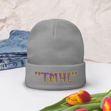 Load image into Gallery viewer, TM4L Beanie ON SALE ( Purple Letters &amp; Gold Outline )
